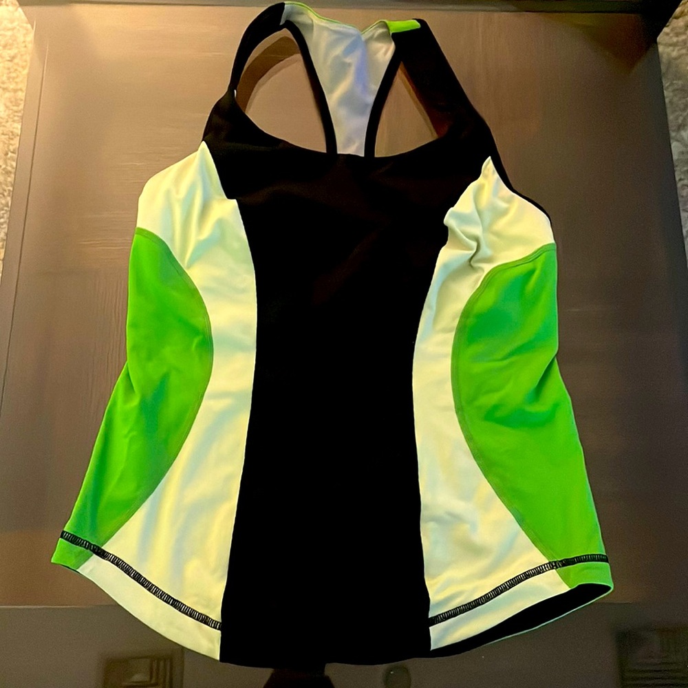 lululemon athletica Black, White, and Green Tank Top